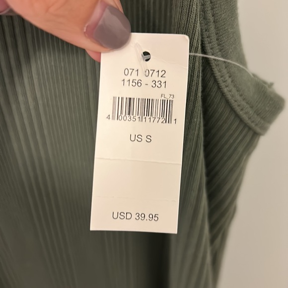 NWT. Aerie Ribbed Midi Dress. Round Hem. Olive Green. Small. - Picture 4 of 5